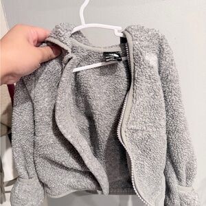 The North Face Light Gray Sherpa Zip Hoodie